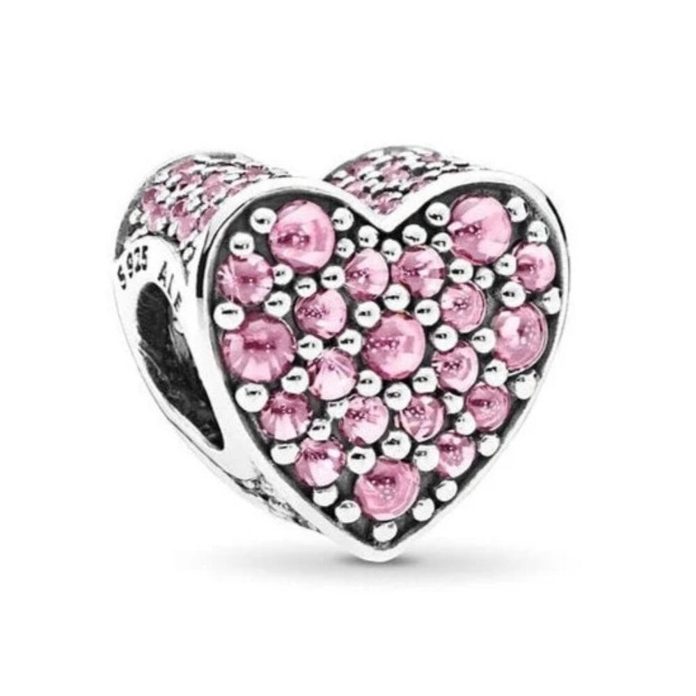 Pink Dazzling Heart Charm - Retired